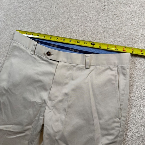 Brooks Brothers Milano Advantage Chino Mens 33x32 Beige Slim Fit Cotton Pants - Picture 6 of 8